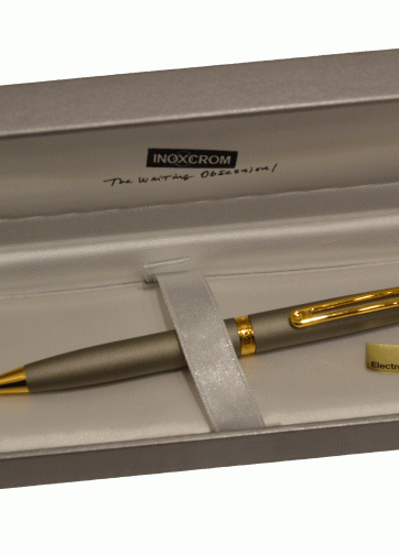 Boligrafo Inoxcrom luxe gris electroplated  y Oro 23,6 Kts personalizable